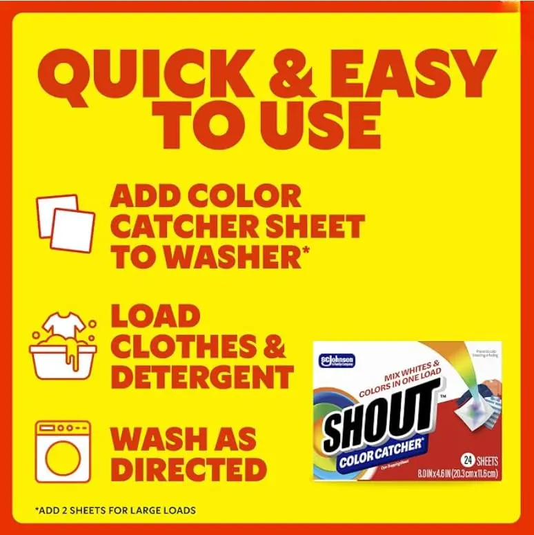 Shout Color Catcher Dye-Trapping Sheets 24 Count | Prevents Color Bleeding & Fading - view 4