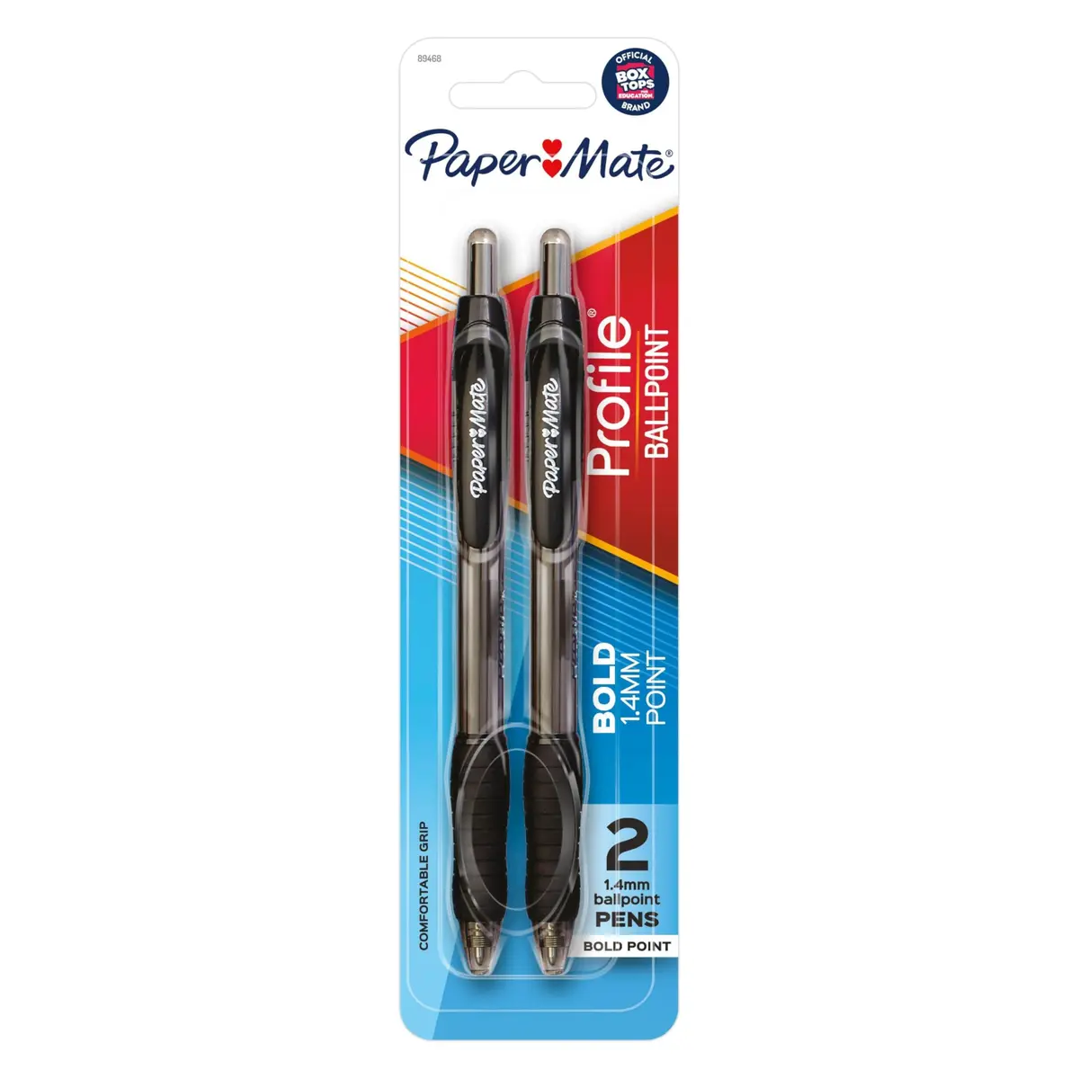 Paper Mate Profile Retractable Ballpoint Pens, Bold (1.4mm), Black, 2 Count | Smooth, Refillable, Bold Writing - main product image