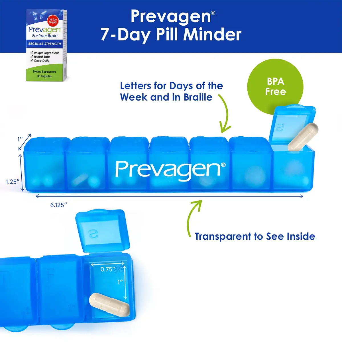 Prevagen Regular Strength with 7-Day Pill Minder, 30 Capsules | Supports Brain Health - view 2