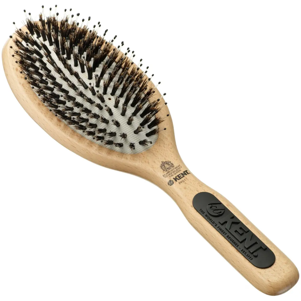 Kent PF01 Large Cushion Detangler Brush, Boar Bristle & Nylon Mix, 23.19cm (9.13in) | Detangles & Smooths Medium to Long Hair - main product image