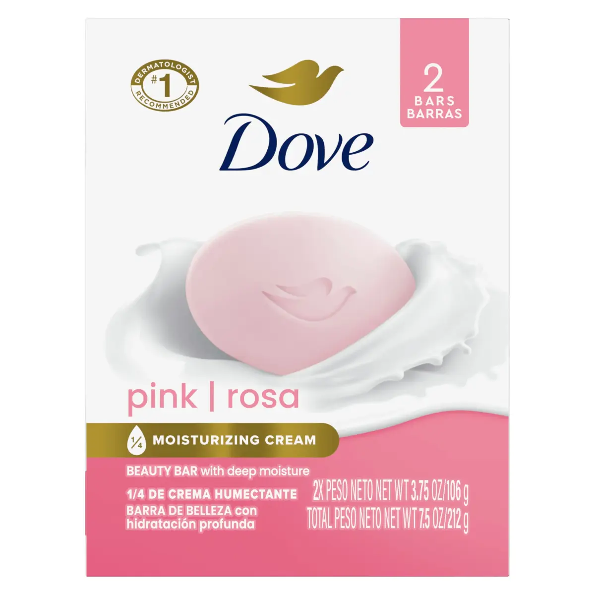 Dove Pink Beauty Bar Moisturizing Soap 3.75 Ounce | Gentle Cleanser for Dry Skin on Face, Body & Hands - main product image