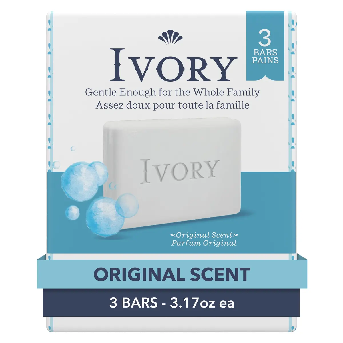 Ivory Gentle Bar Soap Original Scent 95g (3.17 oz) | Dermatologist Tested & 99.44% Pure - main product image