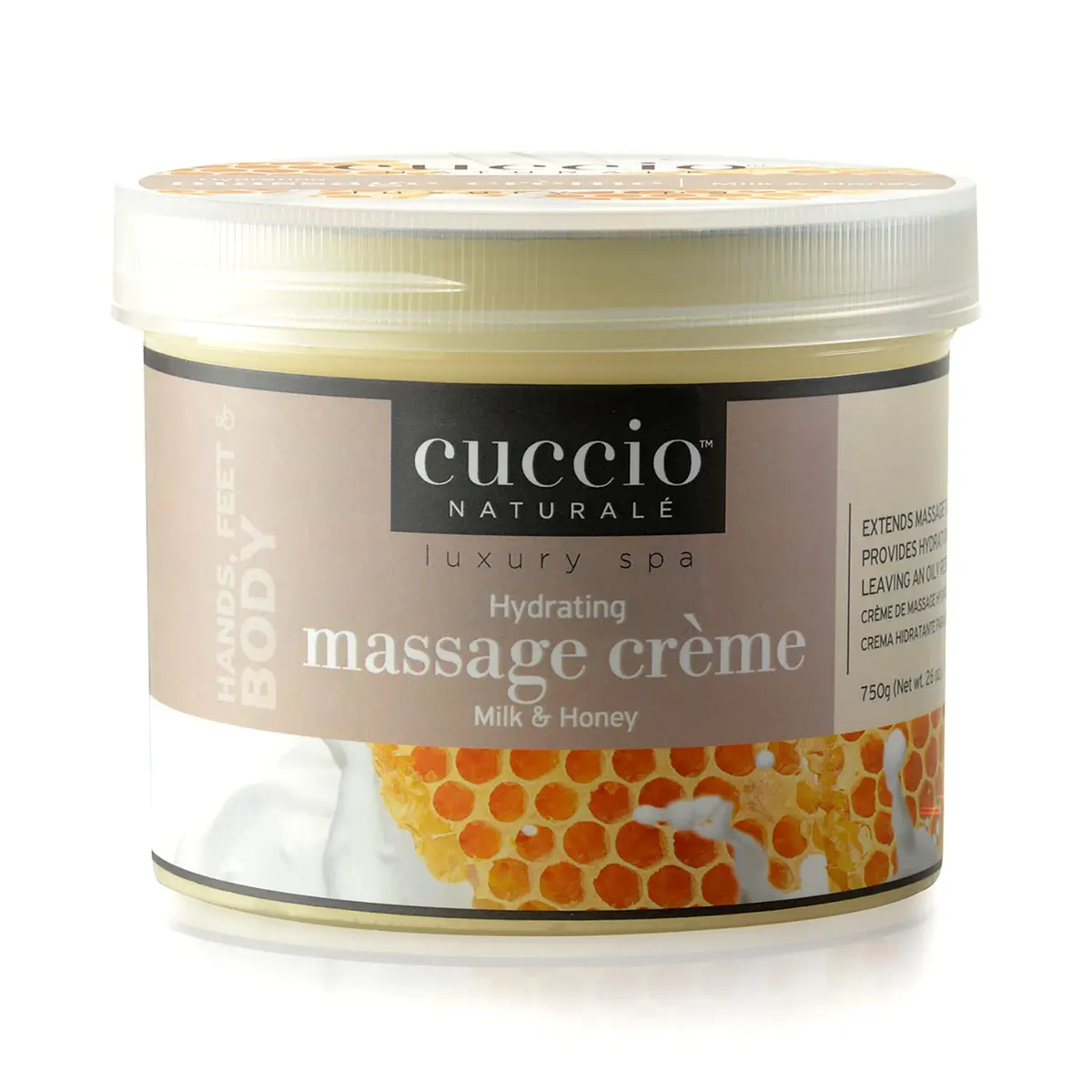 Cuccio Hydrating Massage Creme Milk & Honey 769ml (26 Fl Oz) | Non-Oily, Ultra-Hydrating Body Moisturizer - main product image