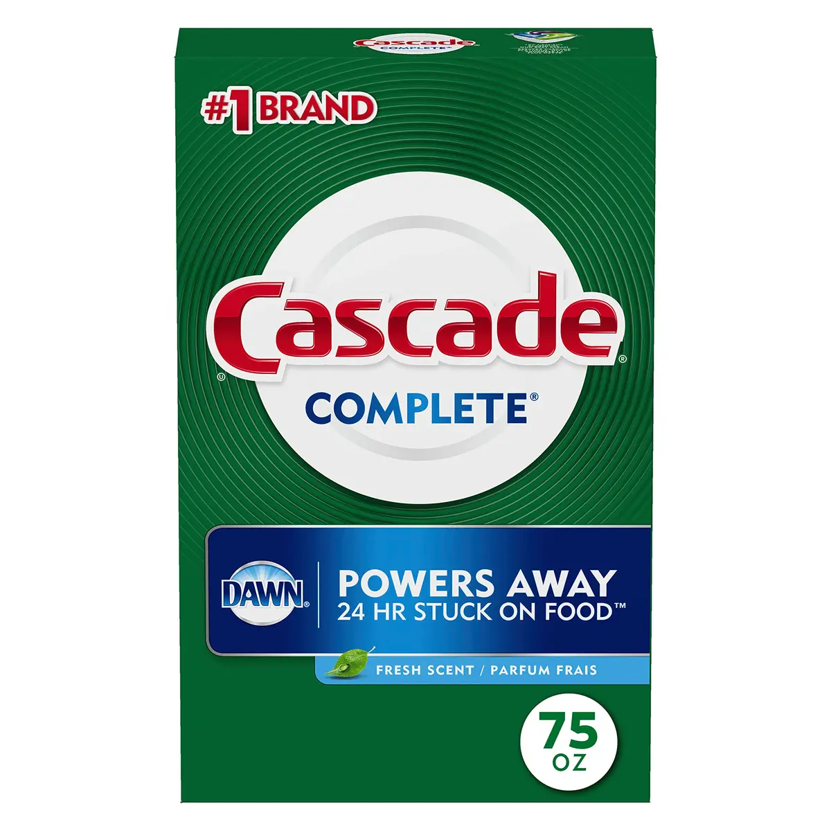 Cascade Complete Powder Dishwasher Detergent 75 oz | Fresh Scent, Phosphate Free, 24-Hour Food Removal - main product image