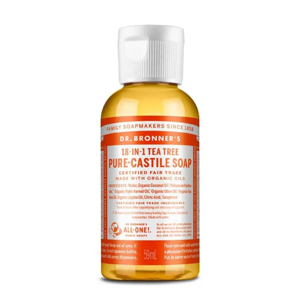 Dr. Bronner's Pure-Castile Liquid Soap Tea Tree 2oz | Organic, Vegan, 18-in-1 Uses - main product image