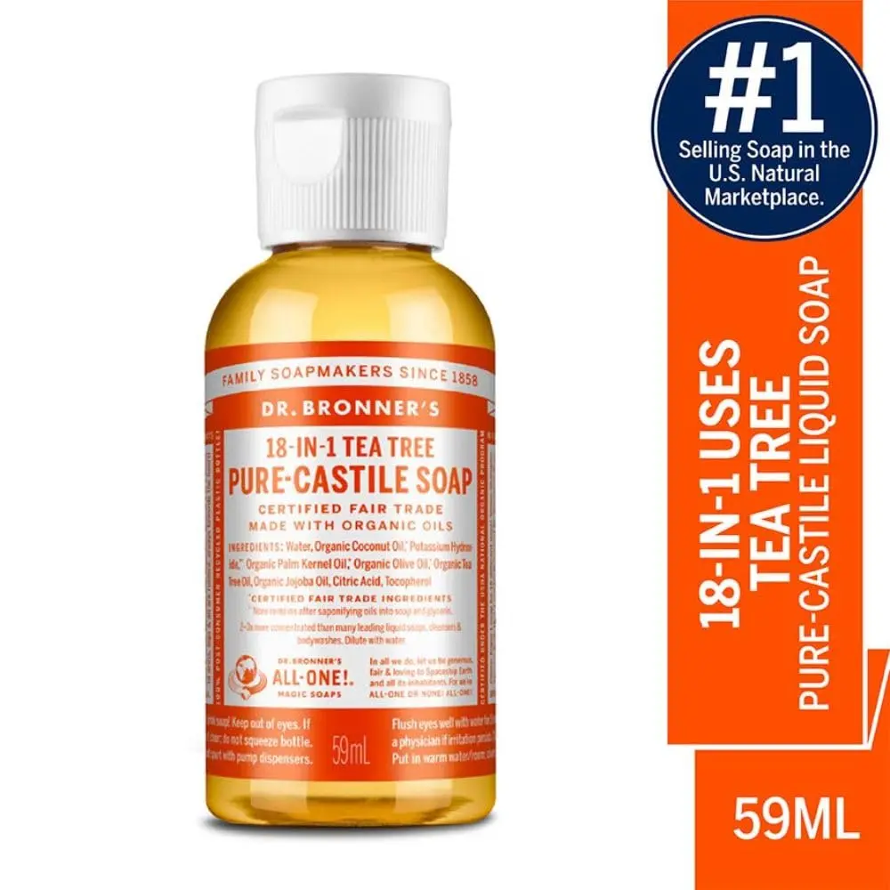 Dr. Bronner's Pure-Castile Liquid Soap Tea Tree 2oz | Organic, Vegan, 18-in-1 Uses - view 2