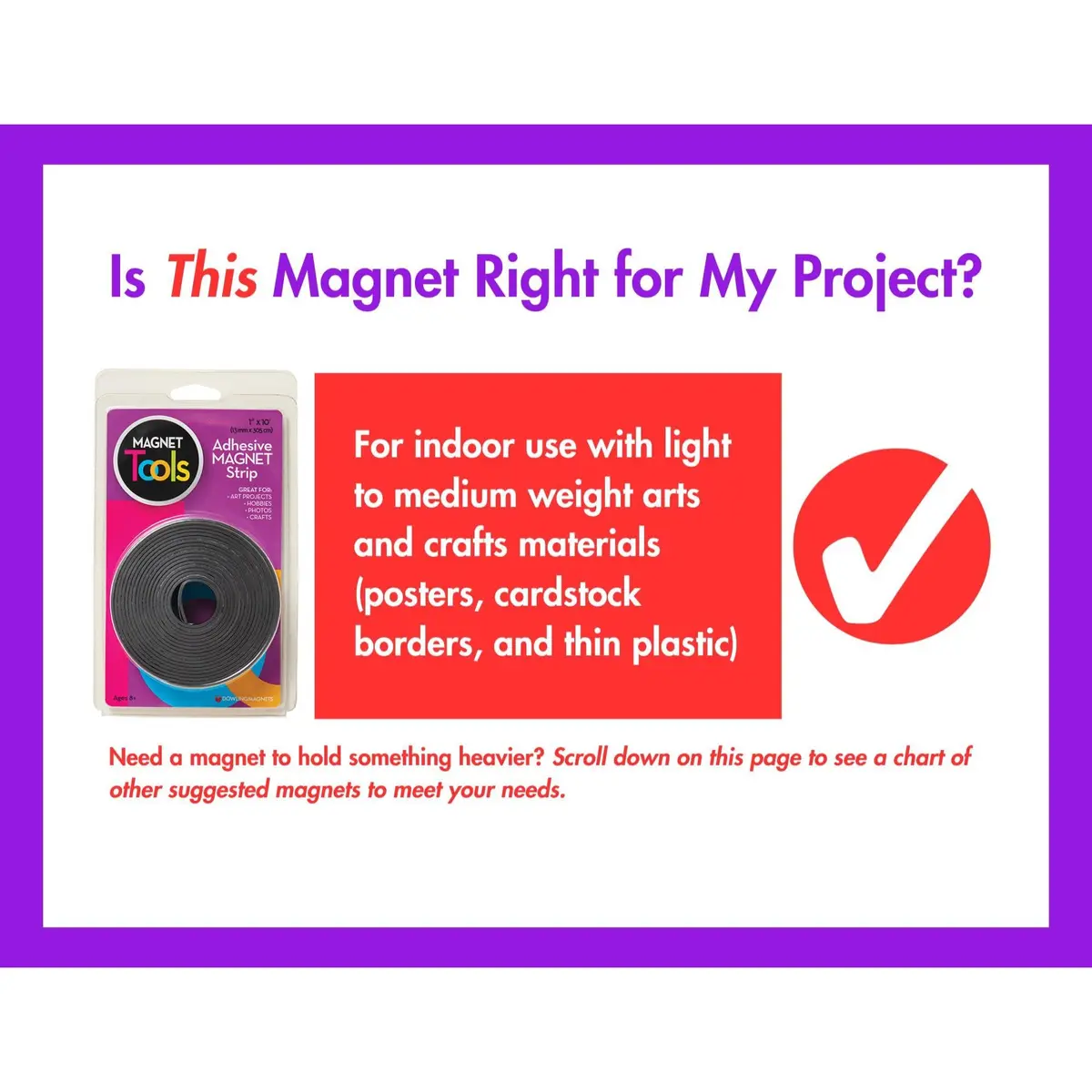 Dowling Magnets Adhesive Magnet Strip 1"W x 10' | Flexible magnetic strip for crafts & organization - view 3