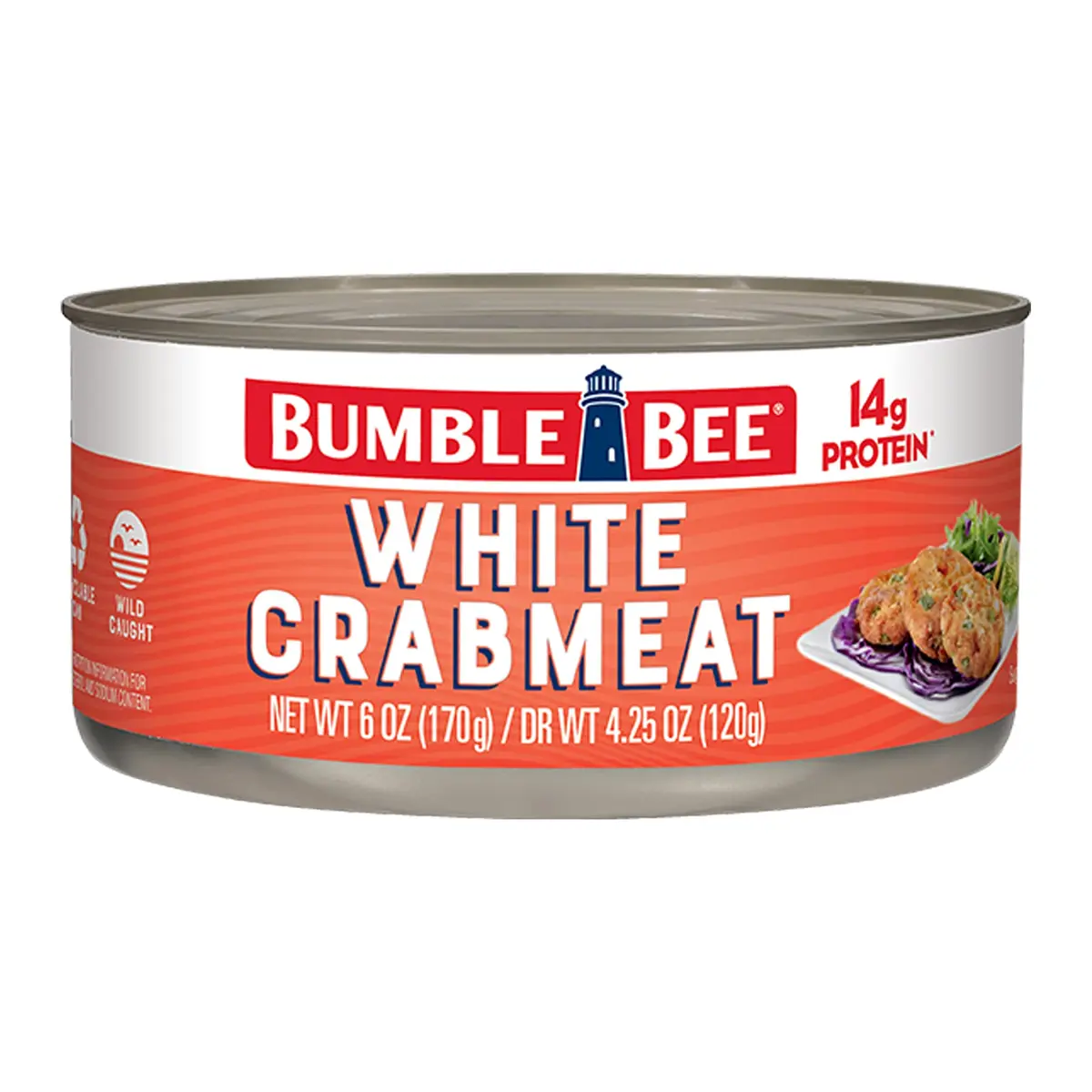 Bumble Bee White Flake Crab Meat in Water, 6 oz (170g) | High Protein, Low Carb Seafood - main product image