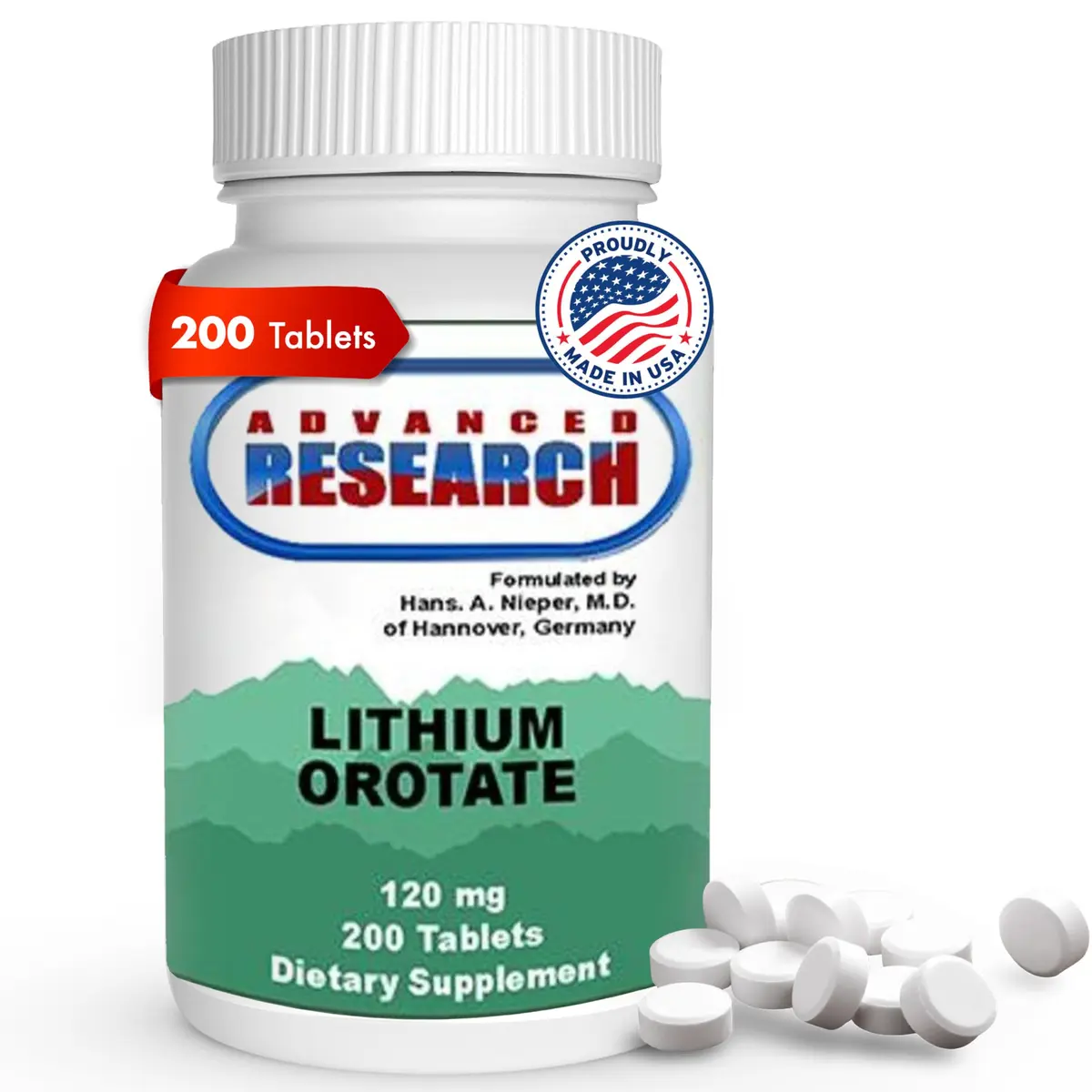 NCI Advanced Research Dr. Hans Nieper Lithium Orotate 5mg | Supports Brain & Mood (120 chars) - main product image
