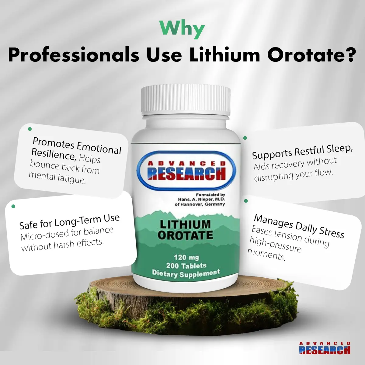 NCI Advanced Research Dr. Hans Nieper Lithium Orotate 5mg | Supports Brain & Mood (120 chars) - view 7