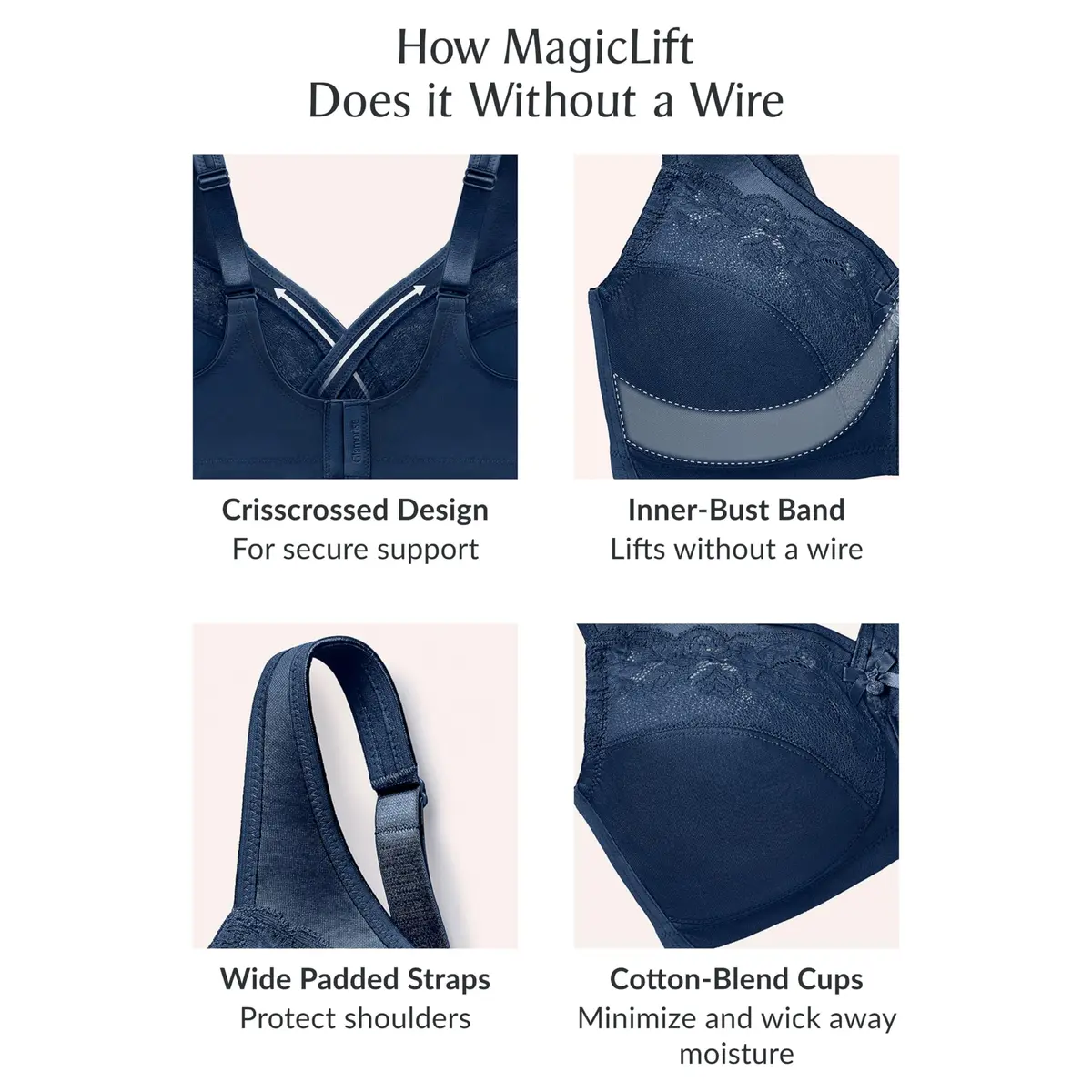Glamorise Plus Size MagicLift Wirefree Minimizer Bra 48C | Support & Comfort for Curvy Women - view 7
