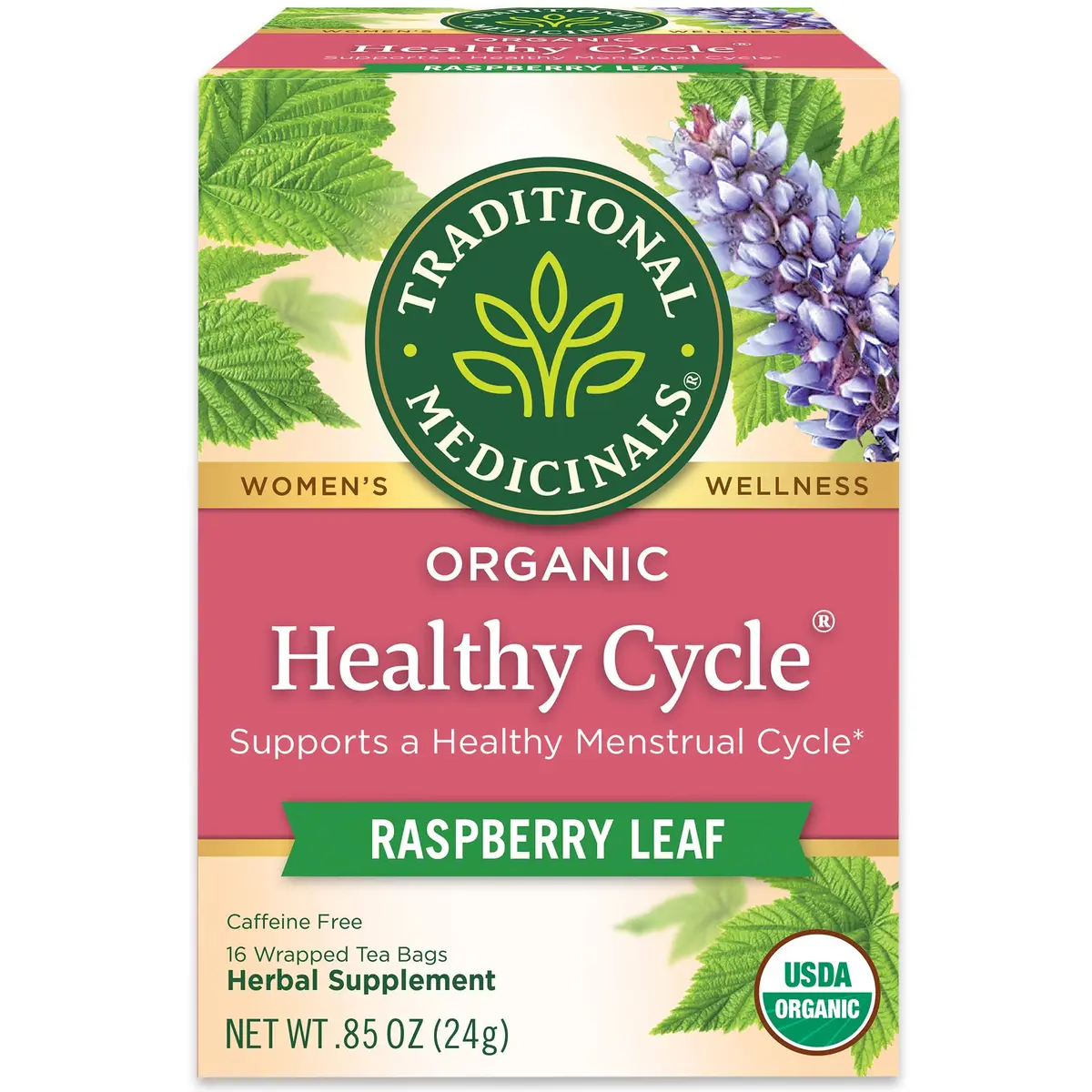 Traditional Medicinals Organic Healthy Cycle Herbal Tea 16 Tea Bags | Supports Healthy Menstrual Cycles - main product image