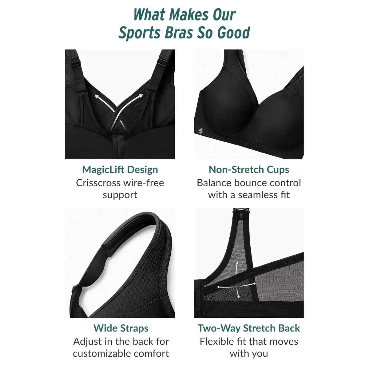 Glamorise Full Figure Plus Size MagicLift Seamless Sports Bra Wirefree 36D | Impact Level: Medium with Firm Support - view 6