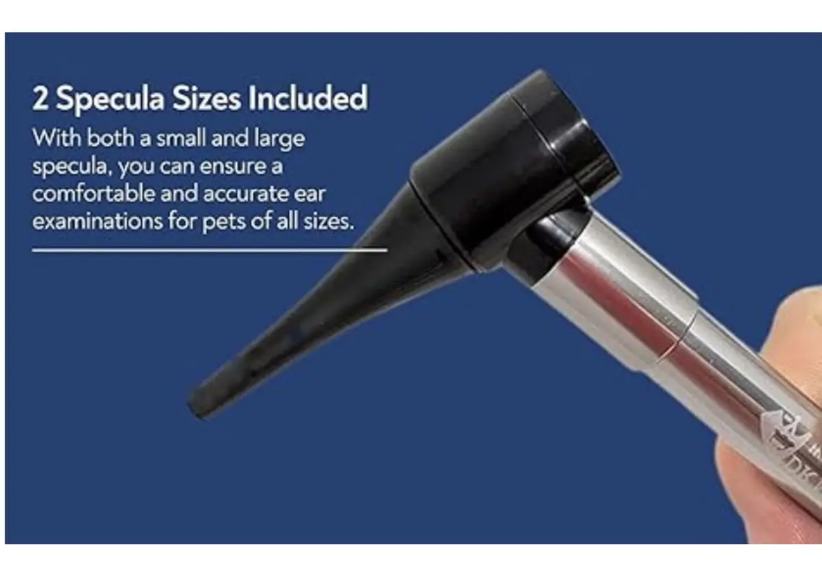 Dr Mom Pocket Veterinary LED Otoscope with 4X Optics | Includes 2 Reusable Specula & Ear Mite Info Sheet - view 7