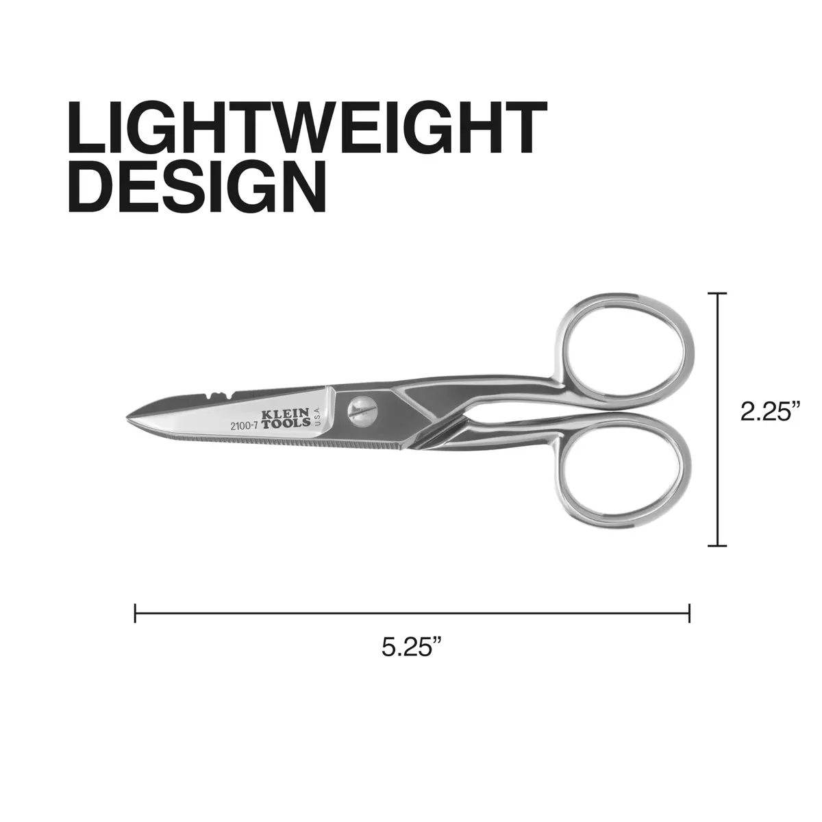 Klein Tools 2100-7 Electrician Scissors 5.25-Inch Nickel-Plated | Heavy-Duty USA Craftsmanship - view 5