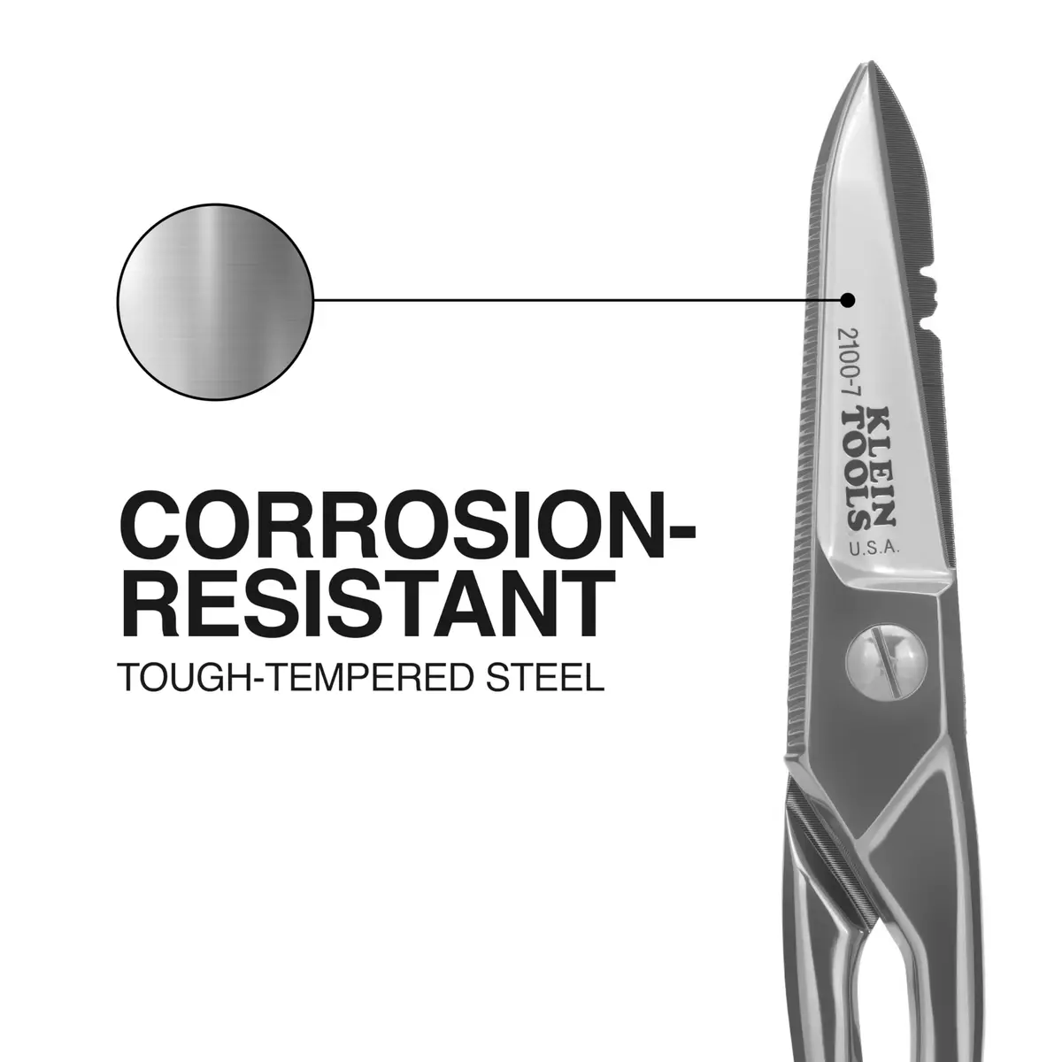 Klein Tools 2100-7 Electrician Scissors 5.25-Inch Nickel-Plated | Heavy-Duty USA Craftsmanship - view 4