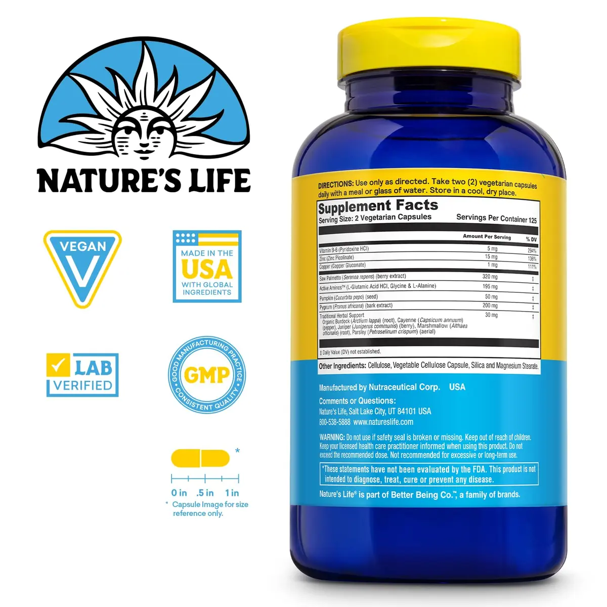 Nature's Life Prostate Maintain 250 Vegetarian Capsules (250 Count) | Men's Health & Prostate Support - view 2