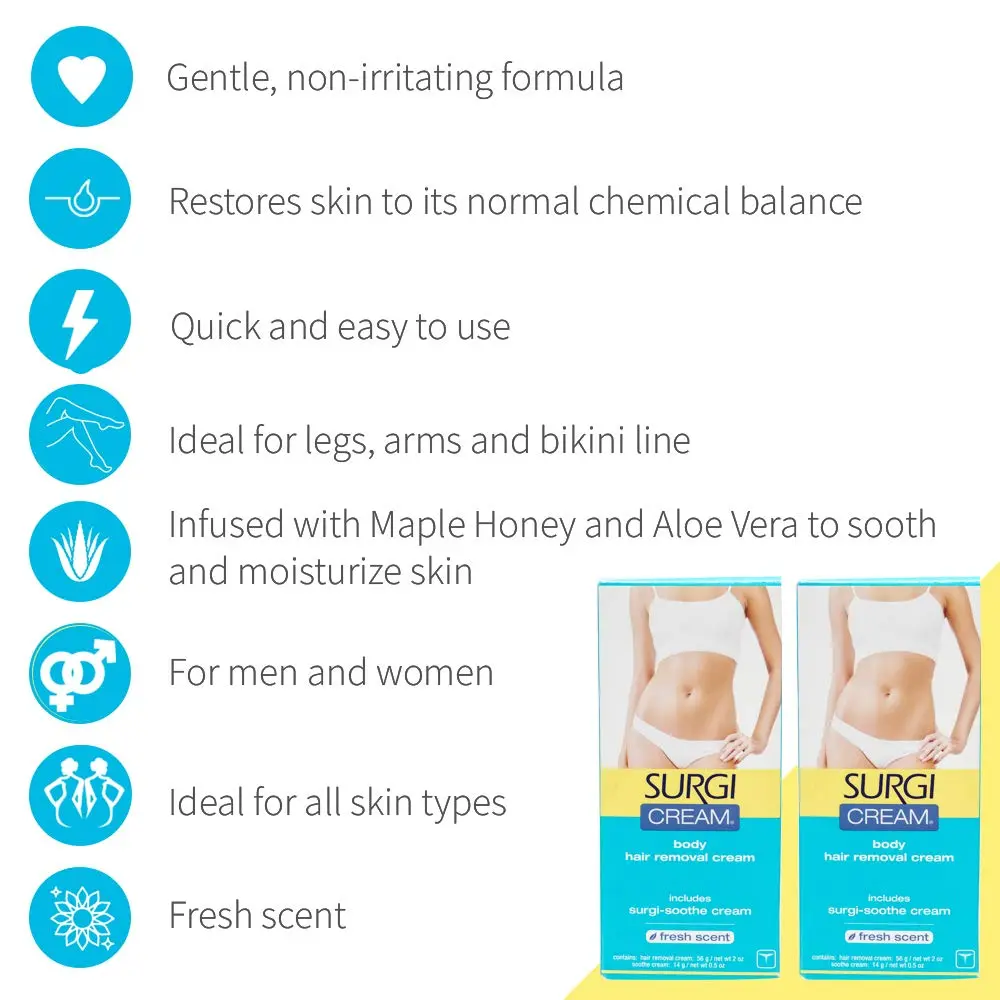 Surgiwax Body Hair Removal Cream Fresh Scent 2 oz | Gentle, Effective & Painless for All Skin Types - view 3