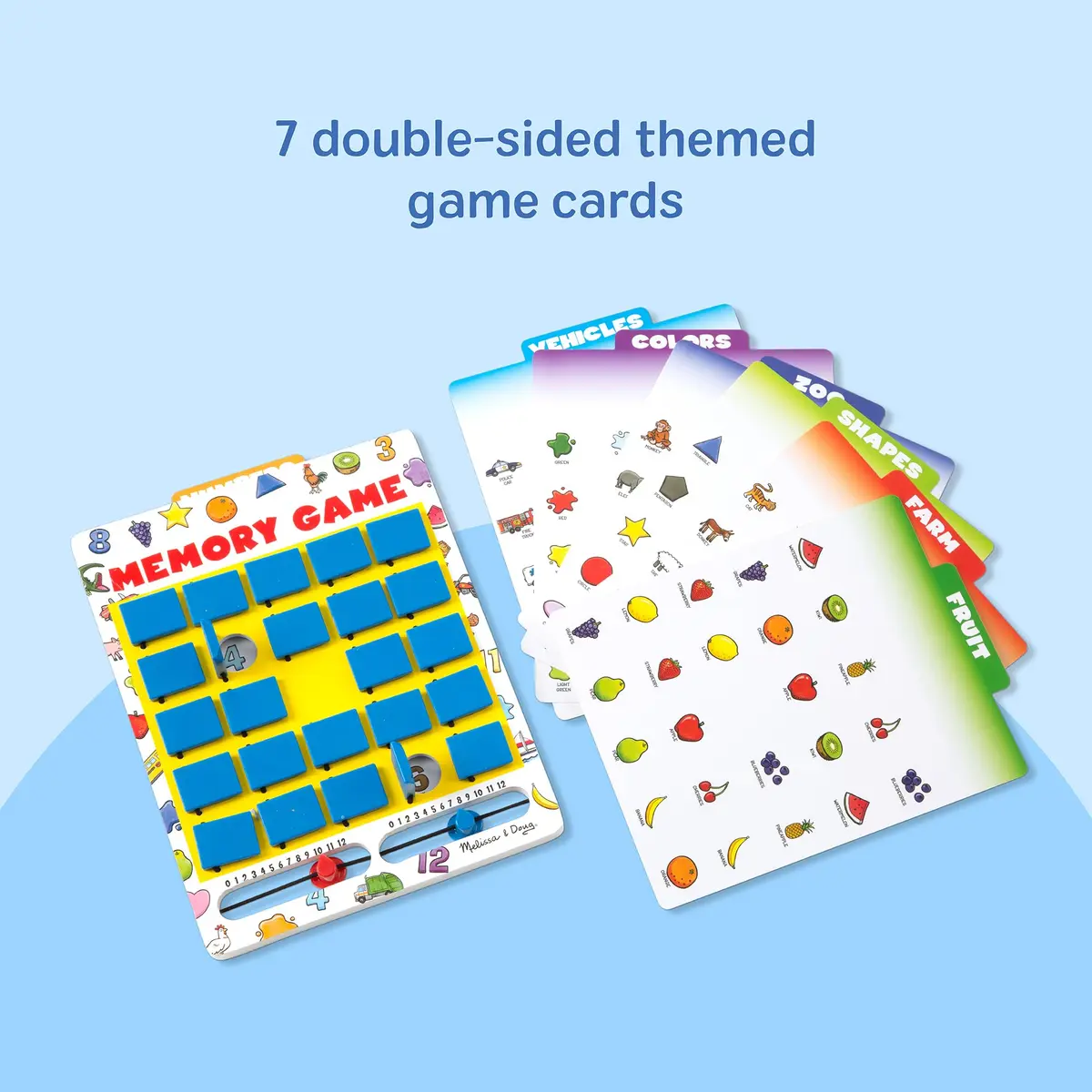 Melissa & Doug Flip-to-Win Portable Wooden Travel Game Board with 25 Flaps & 7 Double-Sided Memory Game Cards for Kids 5+ | Screen-Free Fun - view 7
