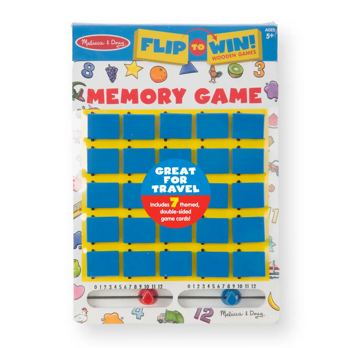 Melissa & Doug Flip-to-Win Portable Wooden Travel Game Board with 25 Flaps & 7 Double-Sided Memory Game Cards for Kids 5+ | Screen-Free Fun - view 8