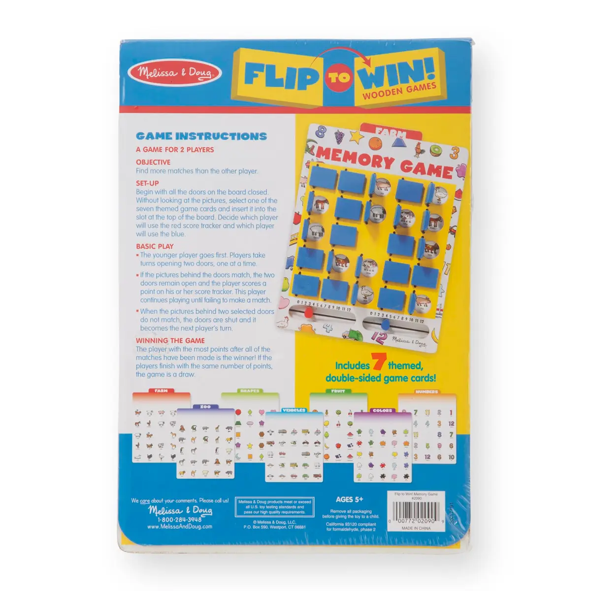 Melissa & Doug Flip-to-Win Portable Wooden Travel Game Board with 25 Flaps & 7 Double-Sided Memory Game Cards for Kids 5+ | Screen-Free Fun - view 9