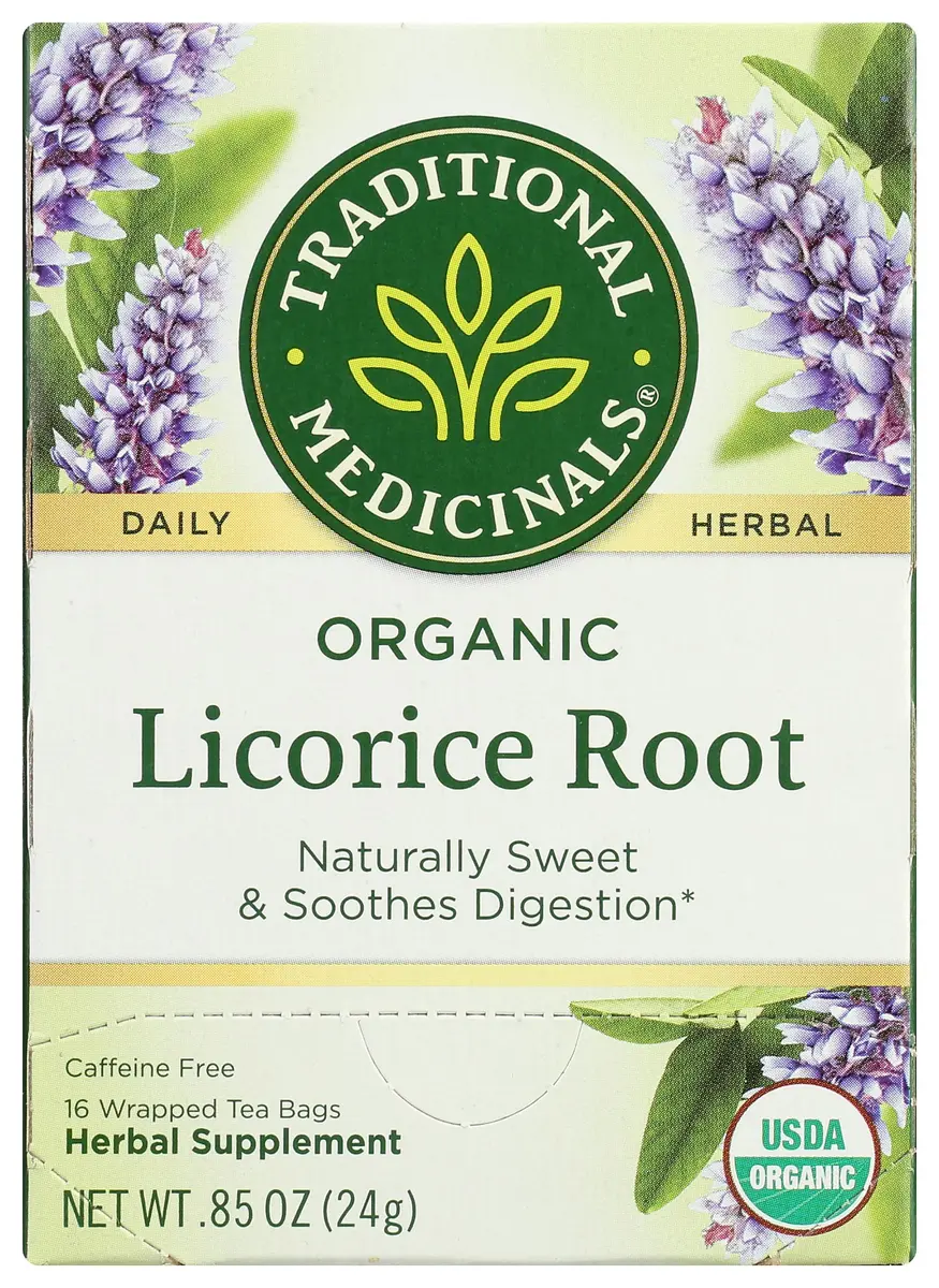 Traditional Medicinals Organic Licorice Root Tea 16 Tea Bags | Soothes Digestion & Supports Respiratory Health - main product image