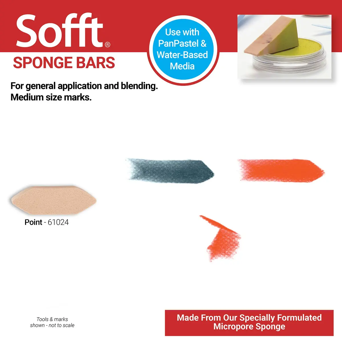 PanPastel Sofft Artist Tools Point Sponge Bars Pack of 3 | Versatile, Reusable, for Painting & Blending - view 3