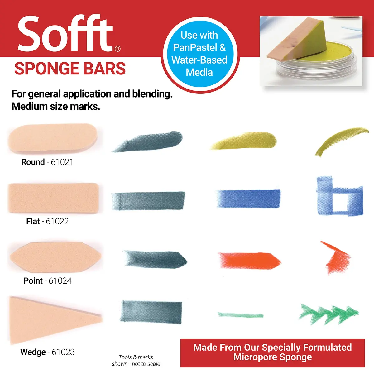 PanPastel Sofft Artist Tools Point Sponge Bars Pack of 3 | Versatile, Reusable, for Painting & Blending - view 4