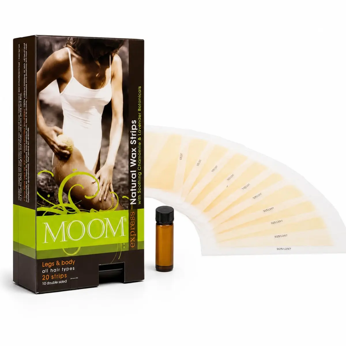 MOOM Ready to Use Wax Strips - Body & Legs - 20 Count | Natural Hair Removal for All Skin Types - main product image