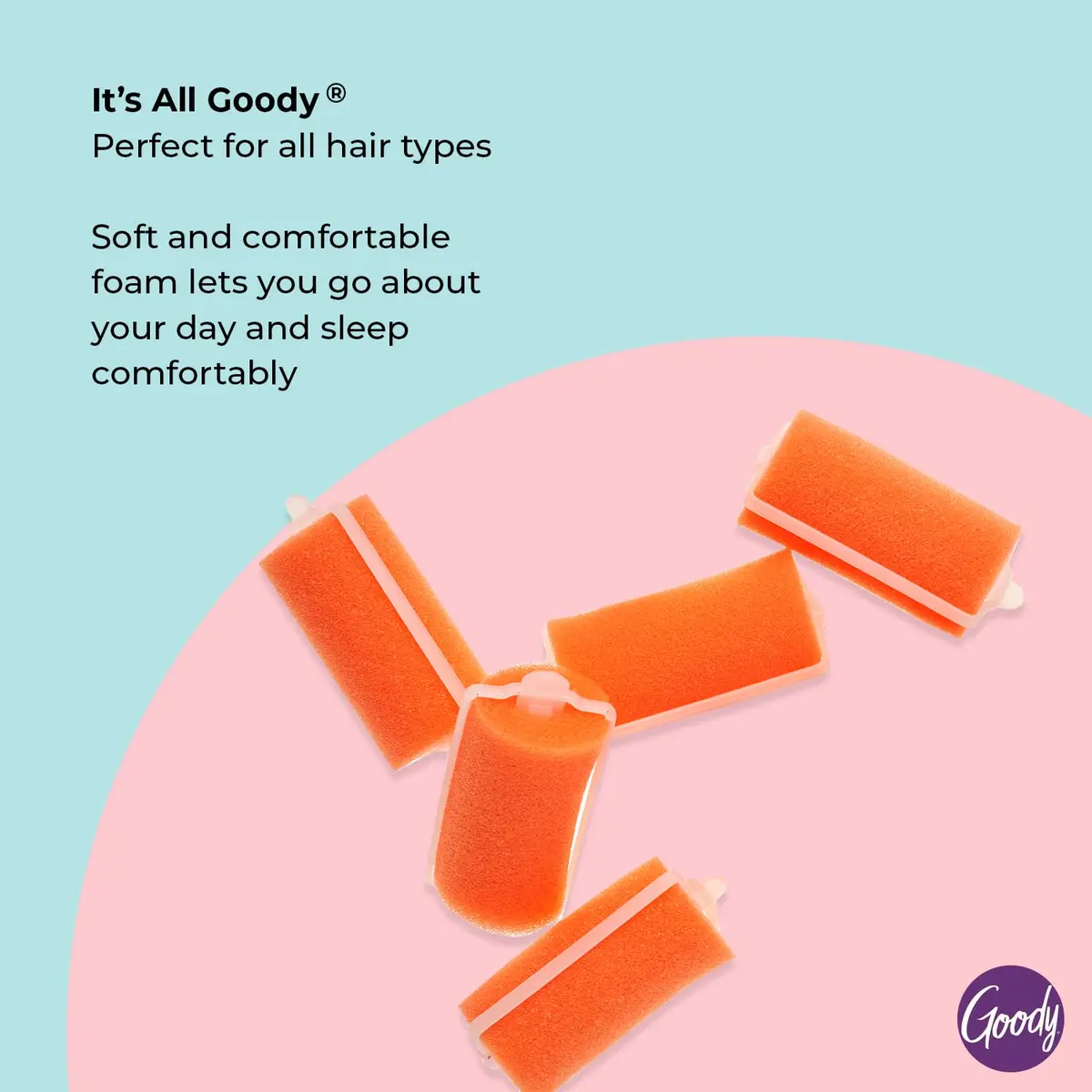 Goody X-Large Foam Hair Rollers (8 Count, Pink) | Heat-Free Curls Overnight - view 3