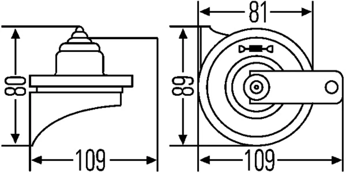 Hella Red Trumpet High-Tone Horn 12V 500Hz with Bracket | 0.28 kg (0.59 lb) - Universal Fit - view 3