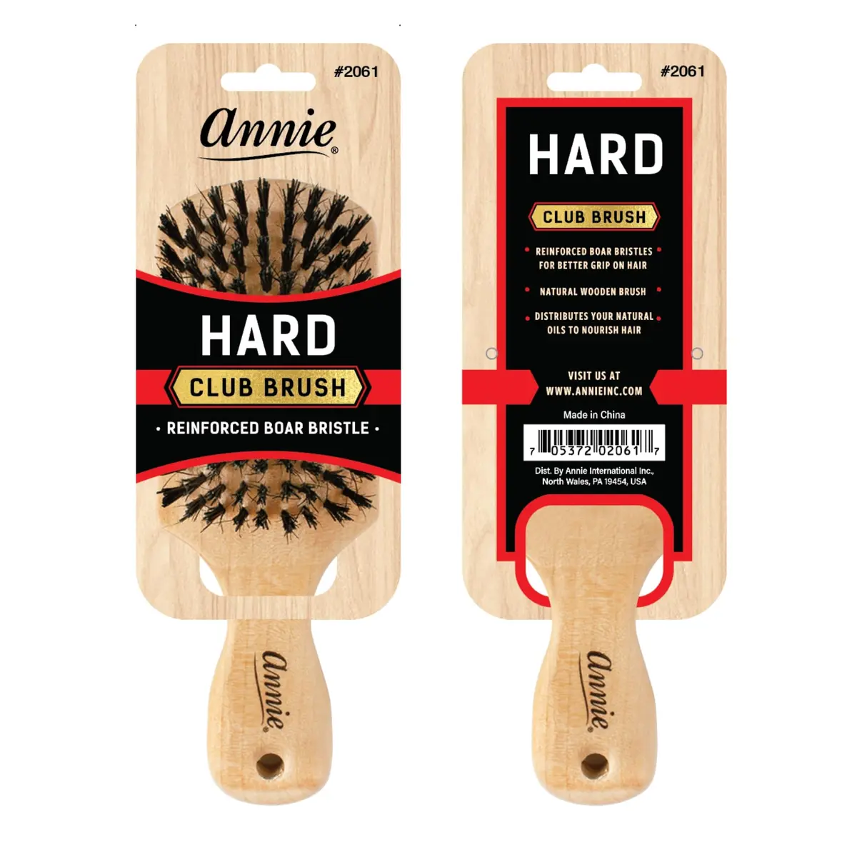 Annie Natural Boar Bristle Hard Club Brush | Reinforced Detangling Hairbrush for Wavy, Straight, Long & Short Hair | 7 Inch (Pack of 1) - view 2