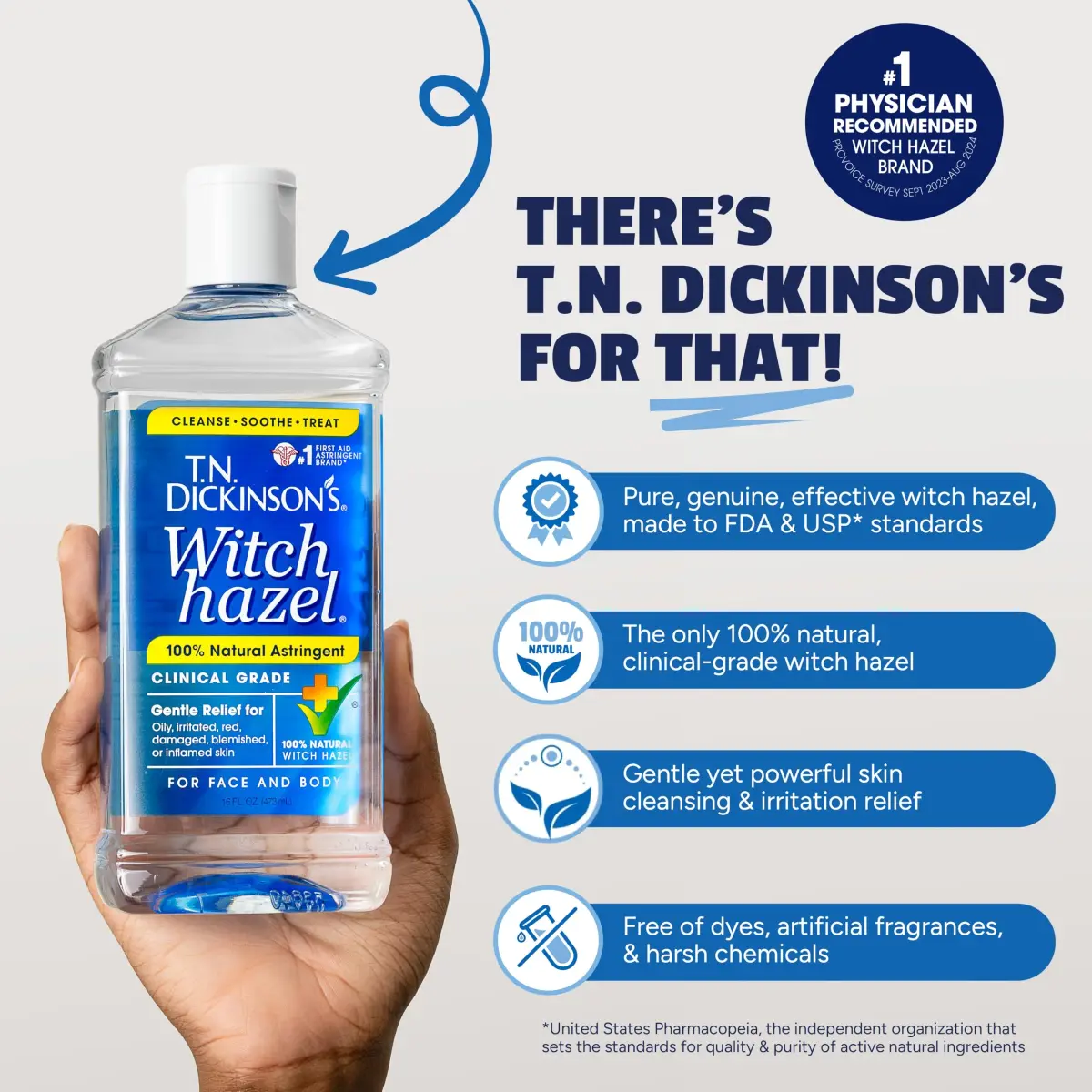T.N. Dickinson's Witch Hazel Astringent 237ml (8 Fl Oz) | Natural Cleansing & Soothing for Face & Body - view 3