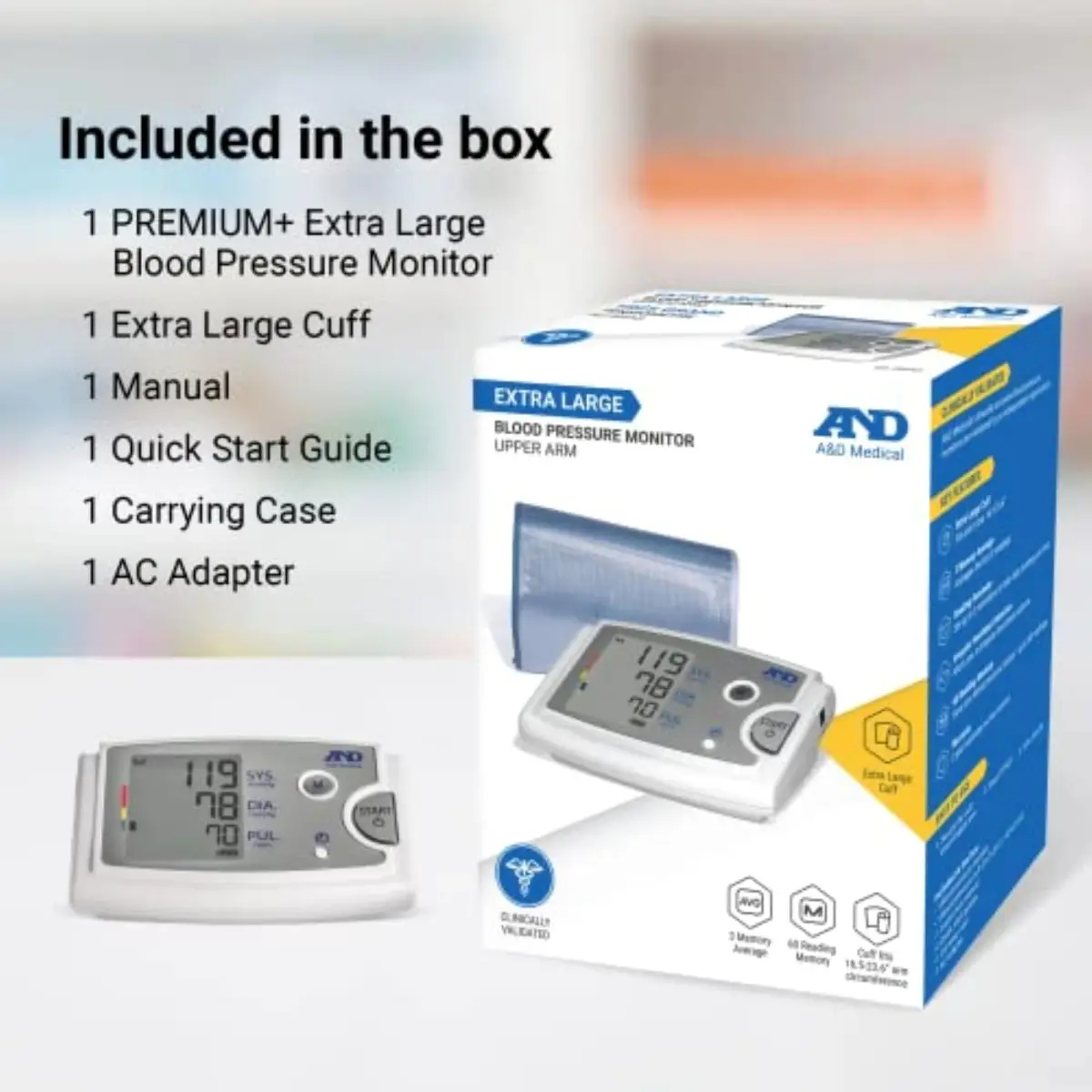 A&D Medical UA-789AC Blood Pressure Monitor with Extra Large Cuff 42-60cm (16.5-23.6") | Clinically Validated Accuracy - view 6