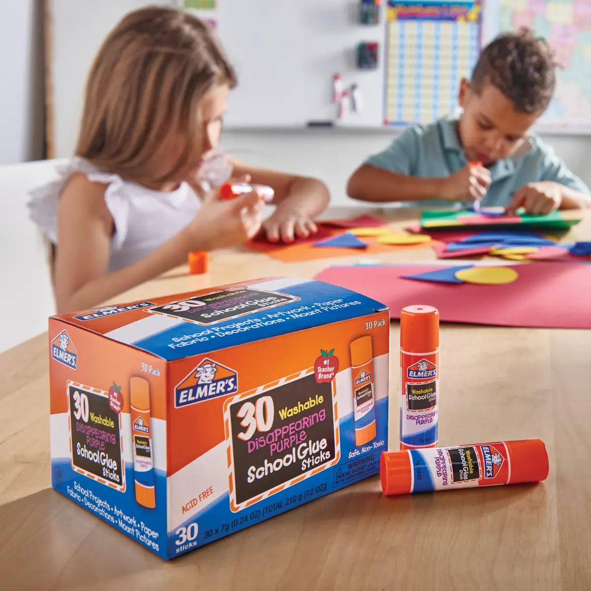 Elmer's Disappearing Purple School Glue Sticks, Washable, 7 Grams (0.24 Oz), 30 Count | Trusted #1 Teacher Brand for Crafts & School Projects - view 5