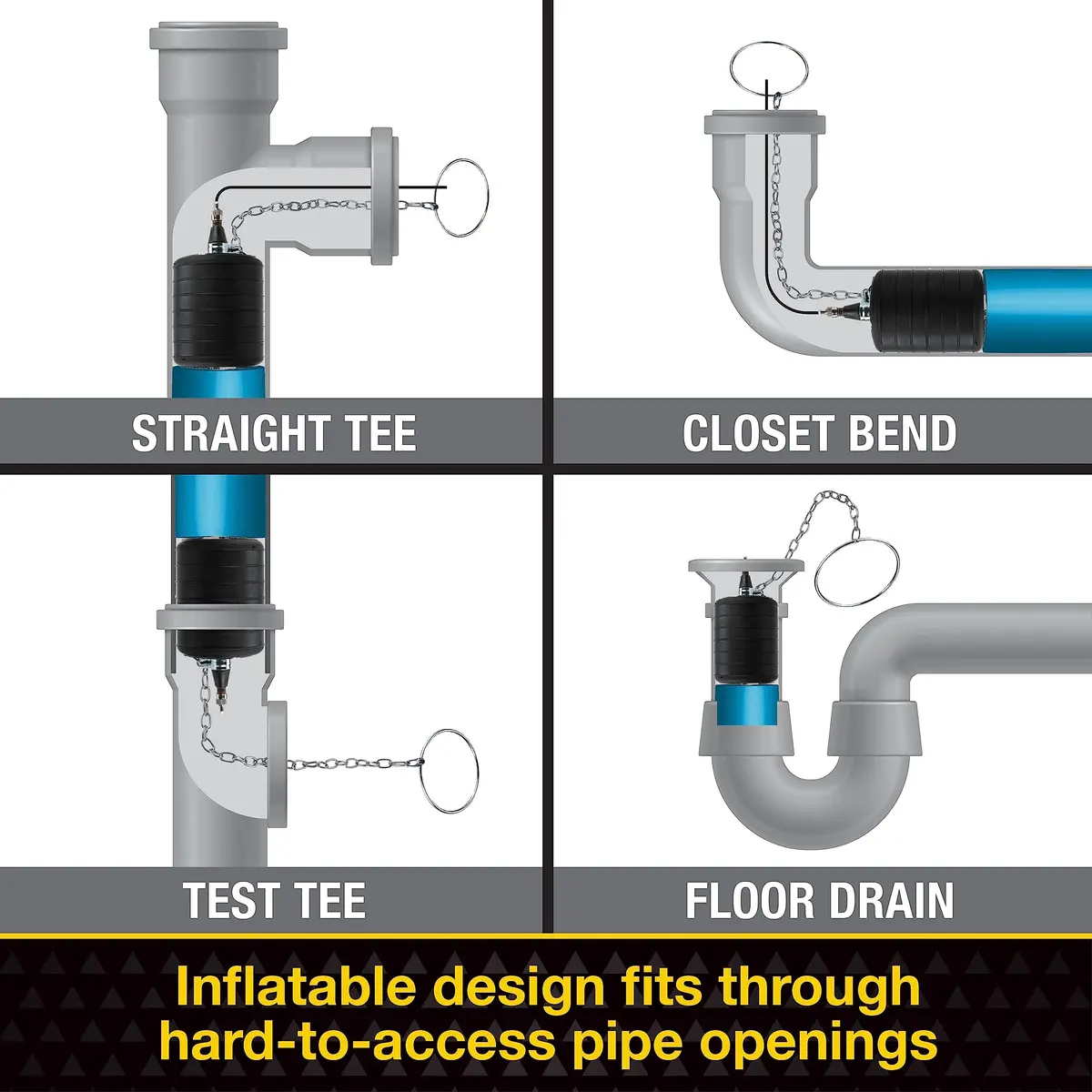 Cherne 4" Rubber Test-Ball Pipe Plug | Inflatable Drain & Waste System Seal - view 4