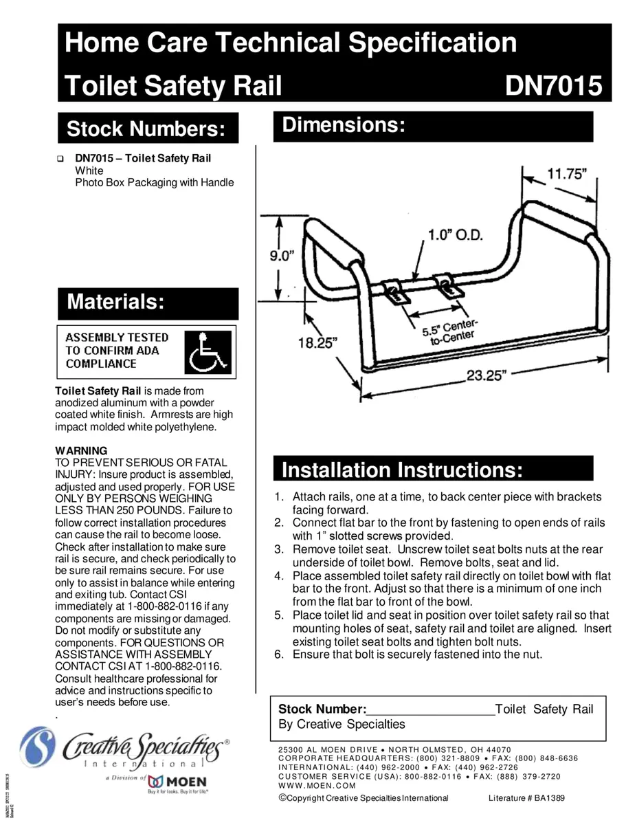 Moen Glacier White Home Care Bathroom Safety Toilet Grab Bar, Toilet Rails for Seniors, DN7015 | ADA-Compliant Support for Seniors - view 7