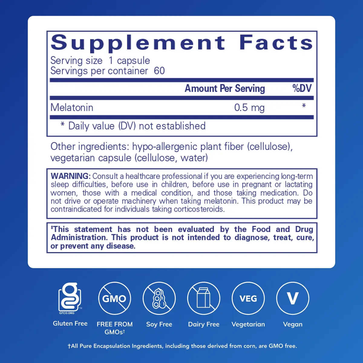 Pure Encapsulations Melatonin 0.5 mg | Supports Sleep & Circadian Rhythm, 60 Capsules - view 2