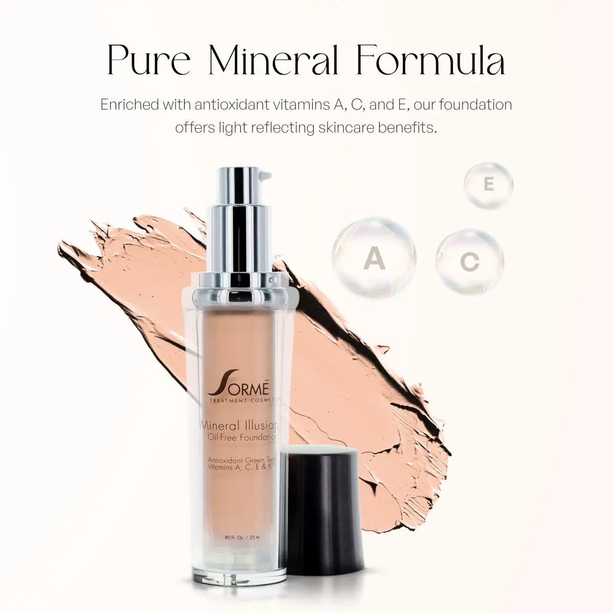 SORMÉ Mineral Illusion Liquid Foundation Porcelain 25ml (0.85 Fl Oz) | Oil-Free Hydrating Formula with Non-Chemical Sunscreen - view 6
