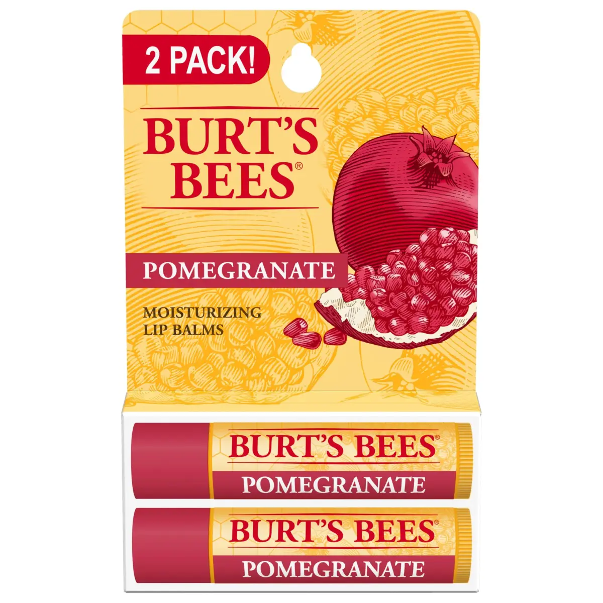 Burt's Bees Pomegranate Tint-Free Lip Balm 2-Count | Natural Conditioning Lip Treatment - main product image