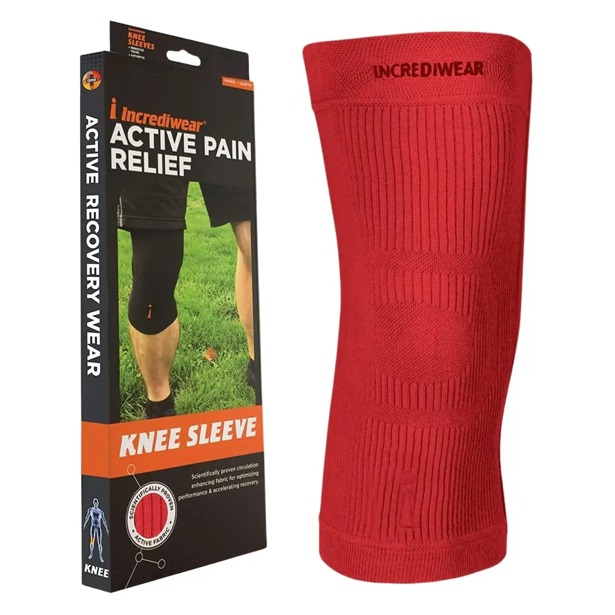 Incrediwear Red Knee Sleeve Large | FDA Approved Orthopedic Brace for Joint Pain Relief - main product image