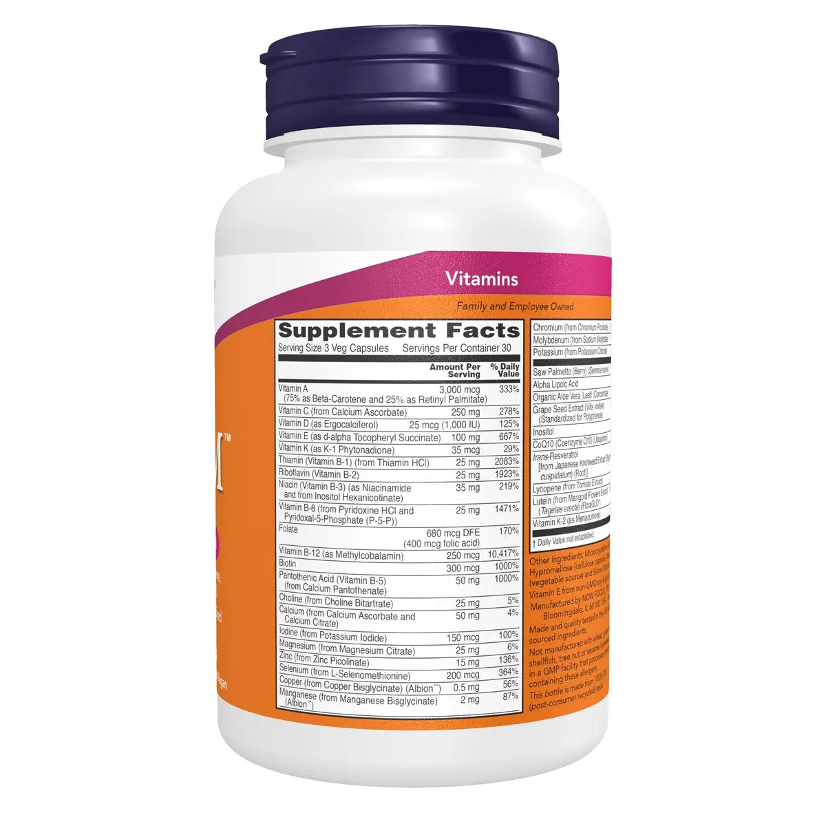 NOW Supplements ADAM™ Men's Multivitamin 90 Veg Caps | Supports Men's Health & Vitality - view 2