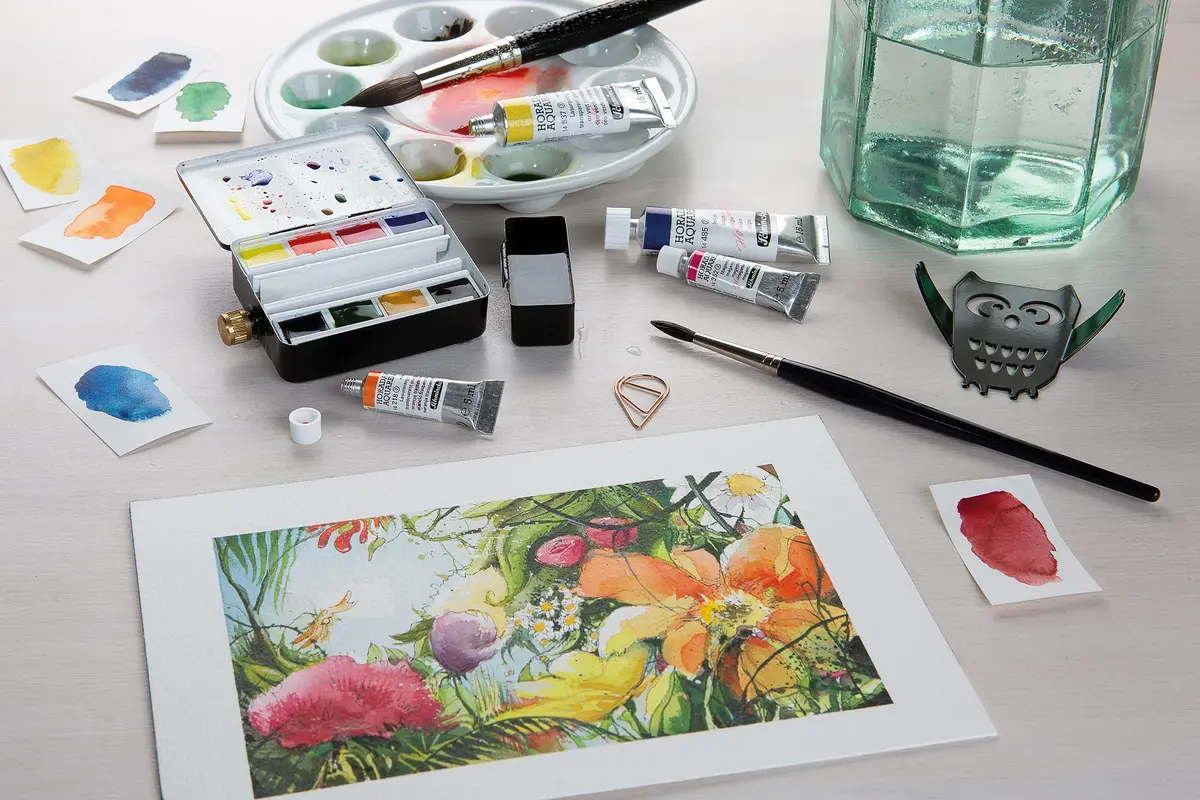 Schmincke Horadam Aquarell Half-Pan Paint Set with Water Container, 8 Colors | Premium Artist Watercolors for Art & Craft - view 5
