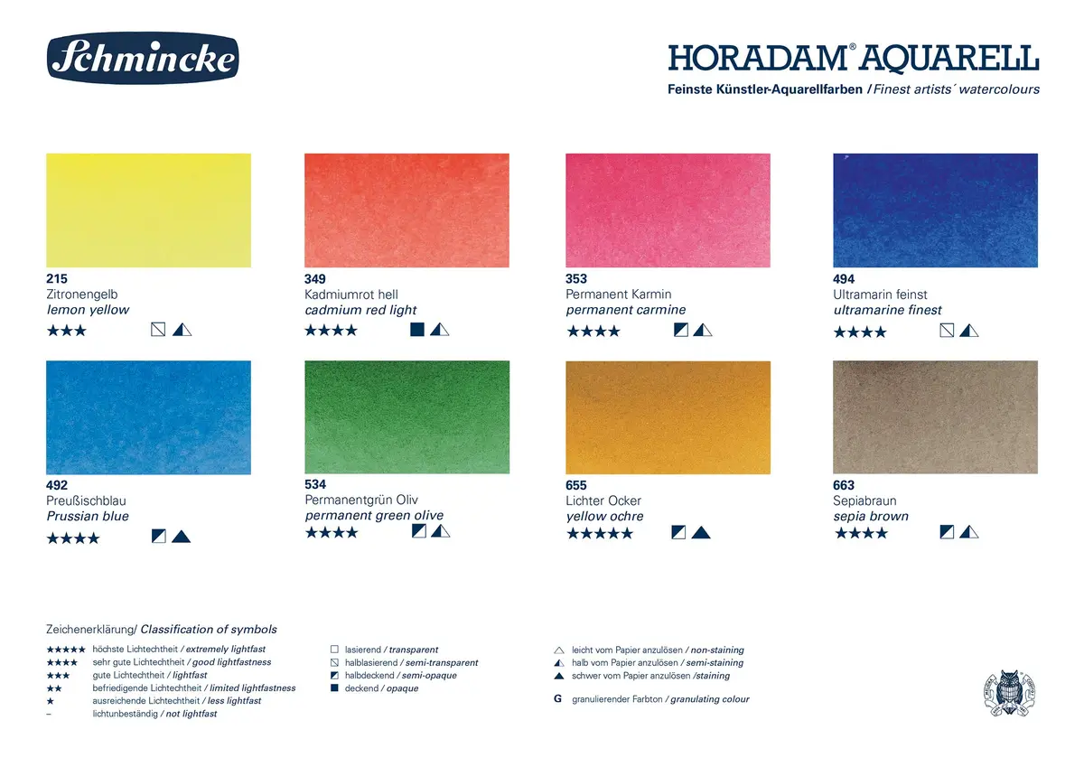 Schmincke Horadam Aquarell Half-Pan Paint Set with Water Container, 8 Colors | Premium Artist Watercolors for Art & Craft - view 6