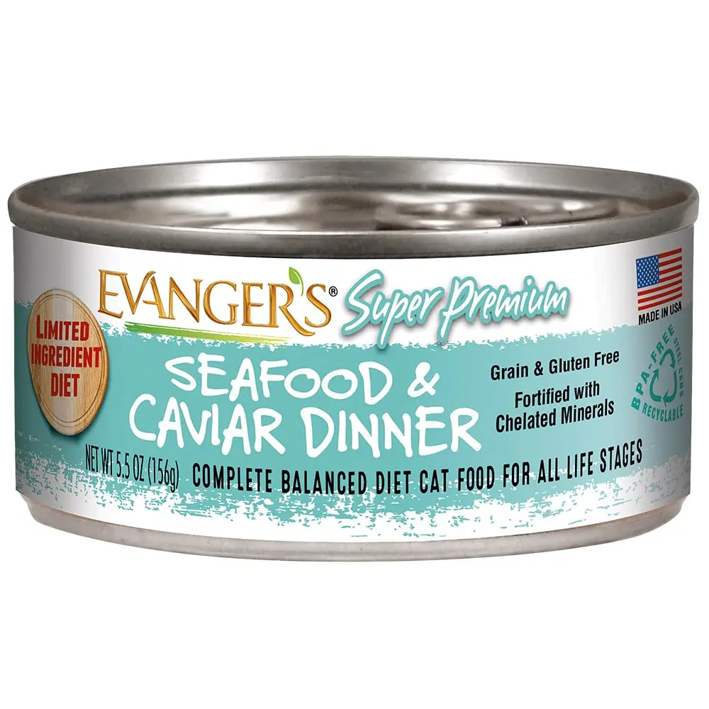 Evanger's Super Seafood & Caviar Dinner for Cats – 24 Pack, 5.5 oz Each | Grain & Gluten Free, Hypoallergenic - main product image