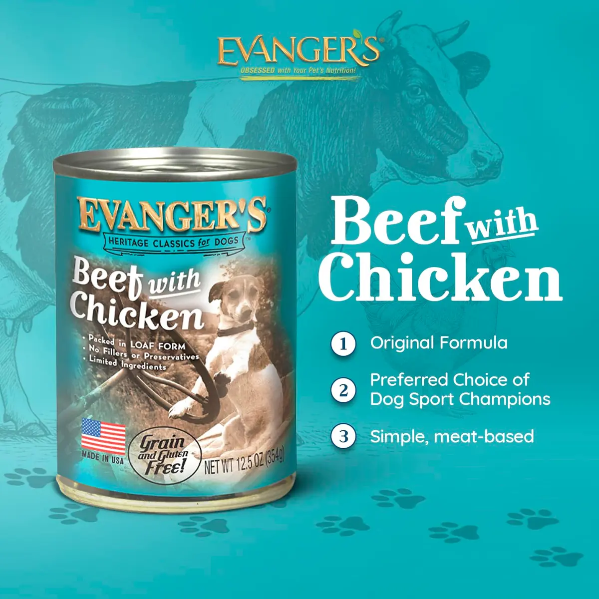 Evanger's Heritage Classic Beef with Chicken Dog Food – 12 Pack, 12.5 oz Each | Grain & Gluten Free - view 2