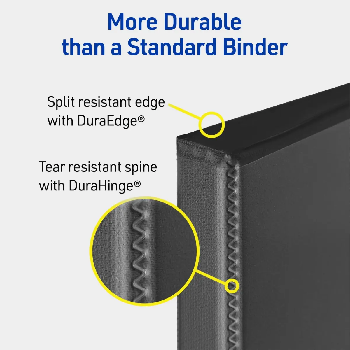 Avery Durable View 3 Ring Binder 1.5" Slant Rings Black 375 Sheets | Tear-Resistant DuraHinge Spine - view 2