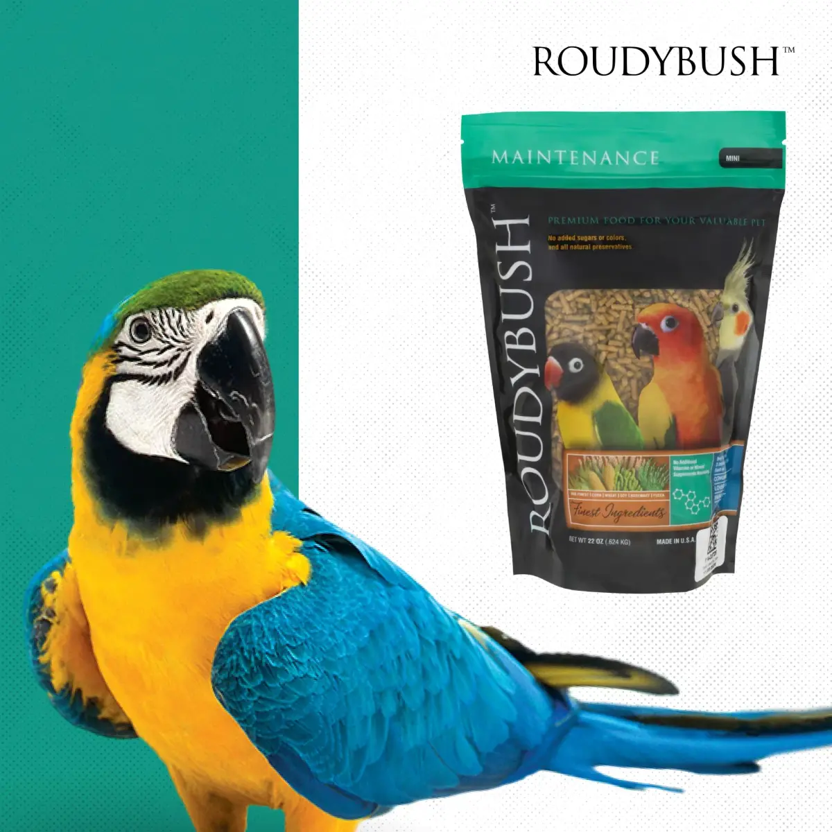RoudyBush Daily Maintenance Bird Food Mini Pellets 624g (22oz) | Scientifically Formulated Bird Feed - view 8