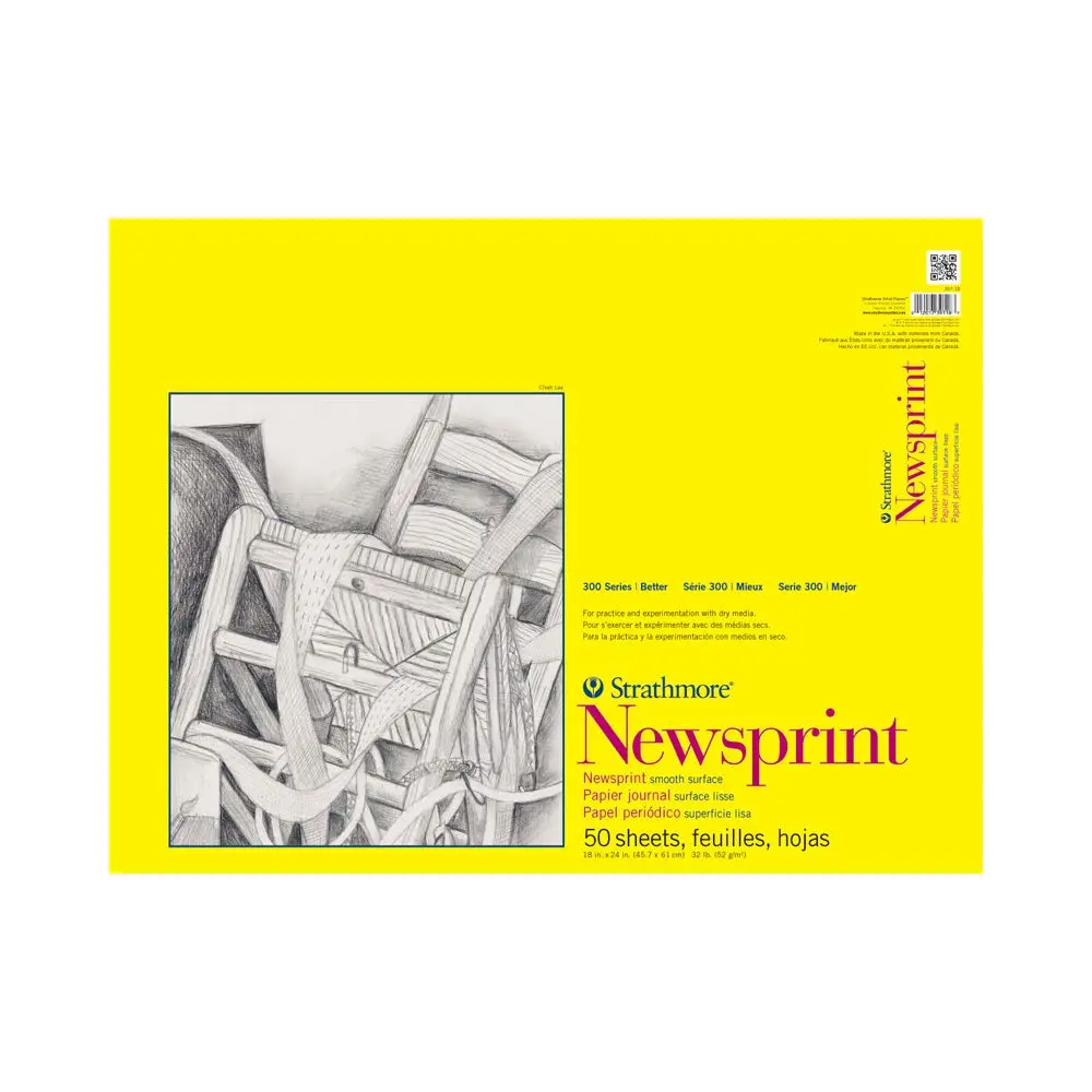 Strathmore 300 Series Newsprint Pad 18" x 24" | Acid-Free, Smooth Paper for Dry Drawing - main product image