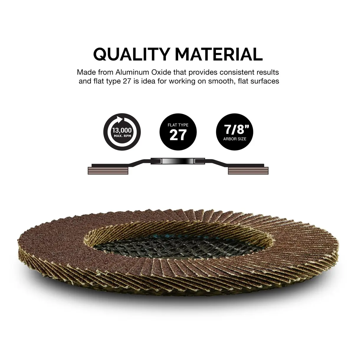 NEIKO Flap Discs 4-1/2 Inch Flat T27 80 Grit Aluminum Oxide | Heavy-Duty Metal & Wood Sanding (70-120 chars) - view 2